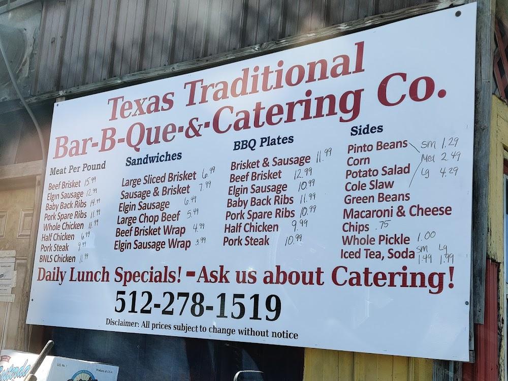 Texas Traditional Bar-B-Q Menu image 1